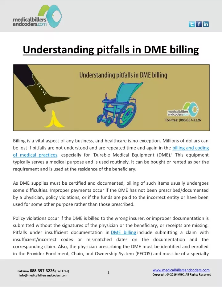 understanding pitfalls in dme billing