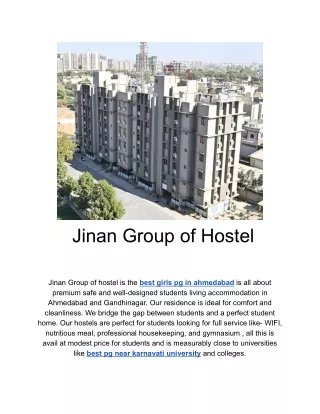 Best girls pg in Ahmedabad | Best pg near Nirma University | Jinan Group of Host