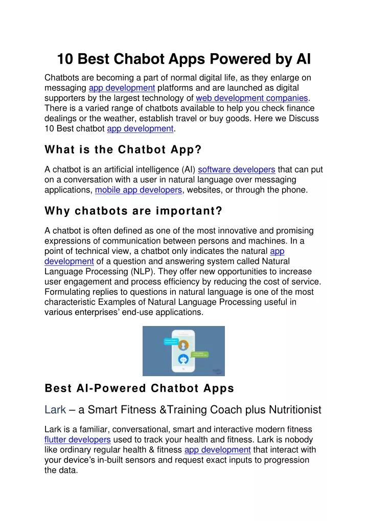 10 best chabot apps powered by ai