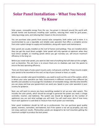 solar panel installation what you need to know