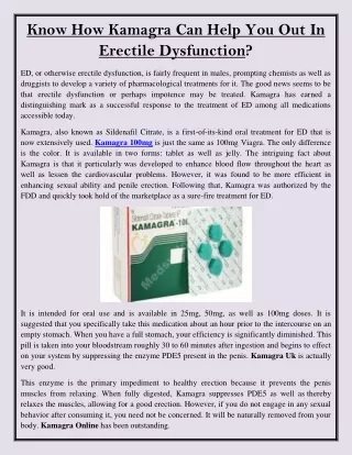 know how kamagra can help you out in erectile