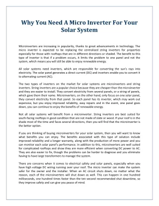 why you need a micro inverter for your solar