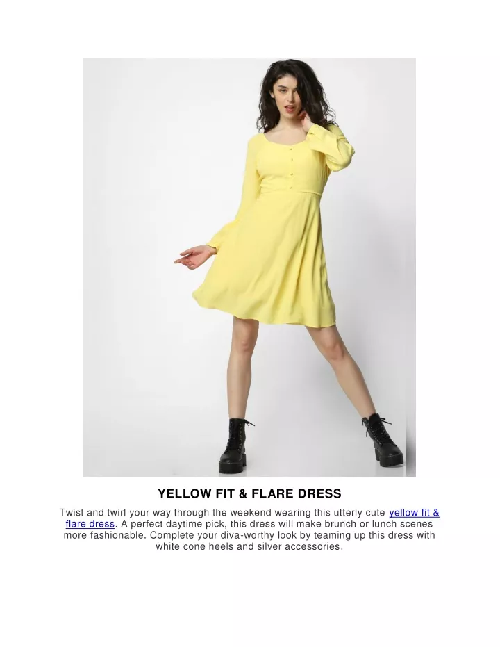 yellow fit flare dress