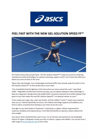 feel fast with the new gel solution speed ff