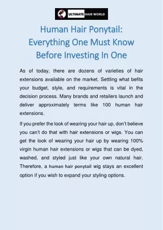 Human Hair Ponytail Everything One Must Know Before Investing In One