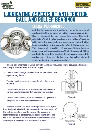 Lubricating aspects of anti friction ball and roller bearings