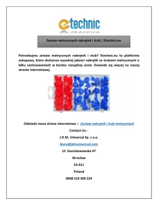 Zestaw metrycznych nakrętek i śrub | Etechnic.eu