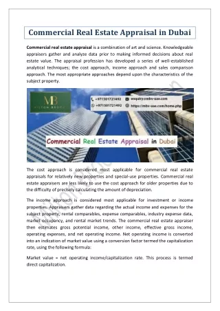 Commercial Real Estate Appraisal in Dubai