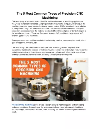 The 5 Most Common Types of Precision CNC Machining