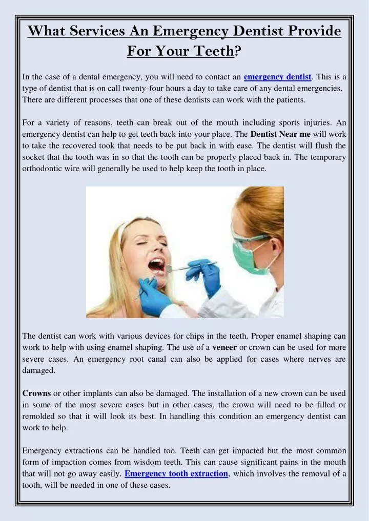 what services an emergency dentist provide