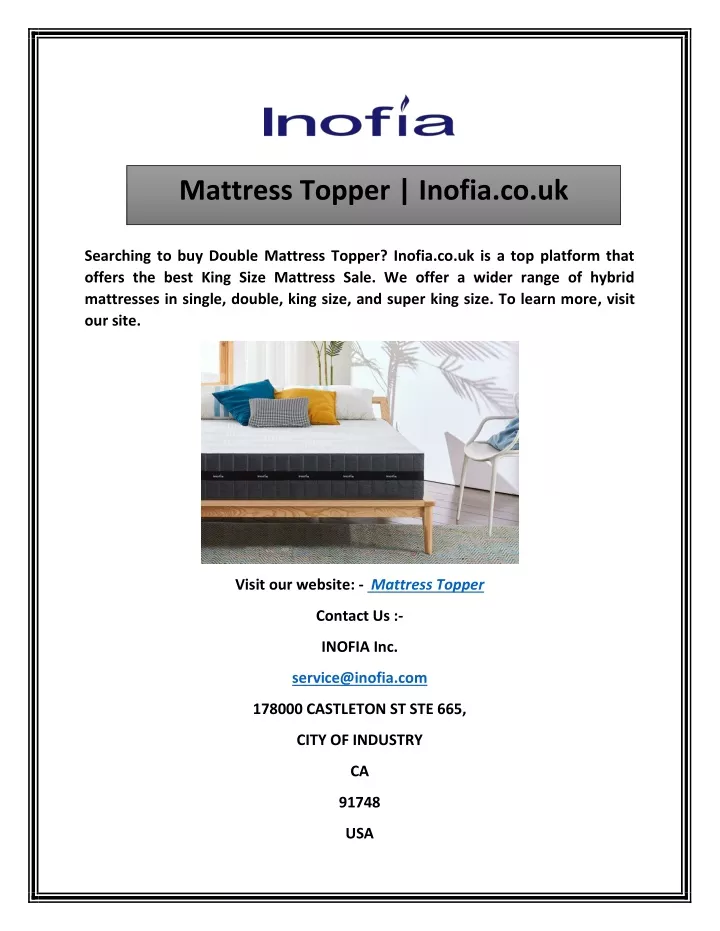 mattress topper inofia co uk