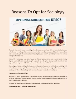 reasons to opt for sociology