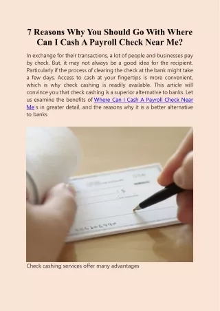 7 reasons why you should go with where can i cash
