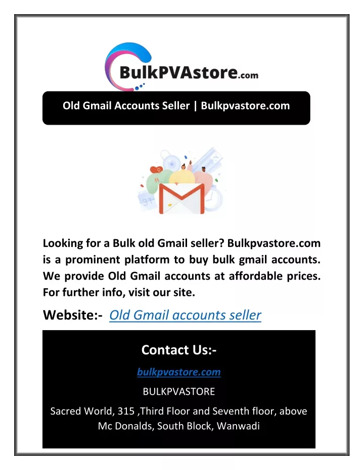 old gmail accounts seller bulkpvastore com