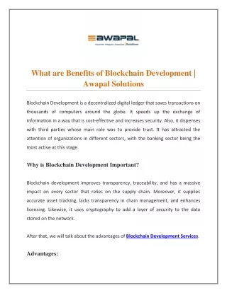 what are benefits of blockchain development