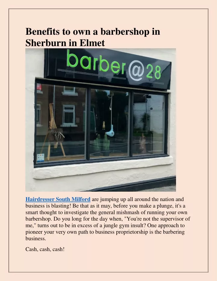 benefits to own a barbershop in sherburn in elmet