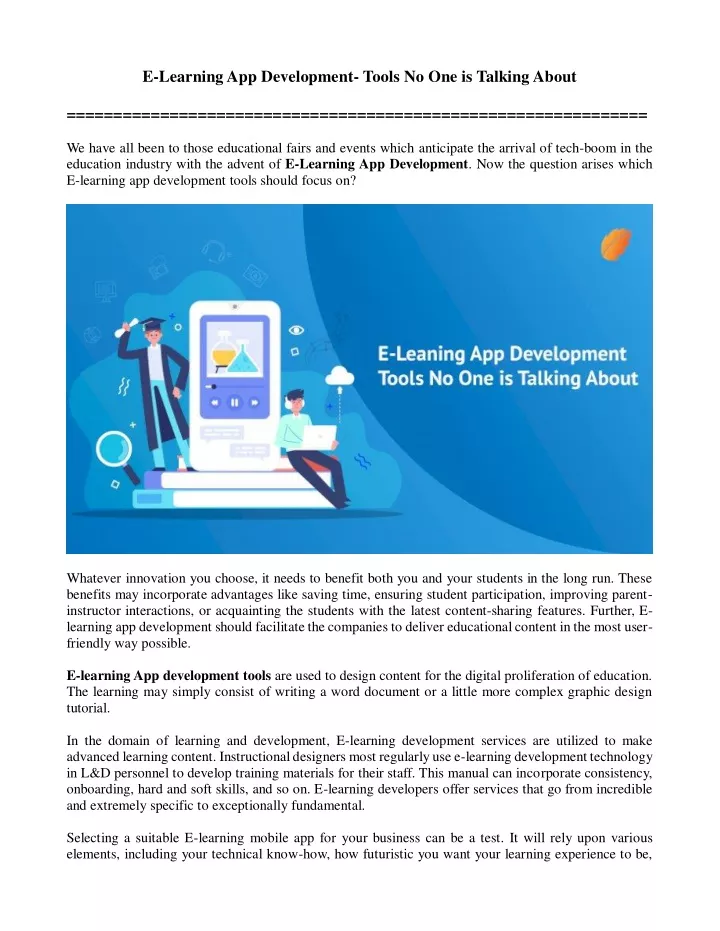 e learning app development tools