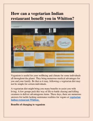 how can a vegetarian indian restaurant benefit