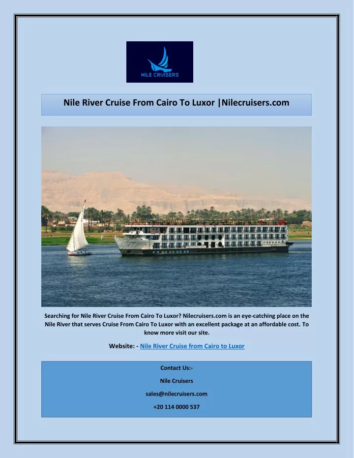 nile river cruise from cairo to luxor