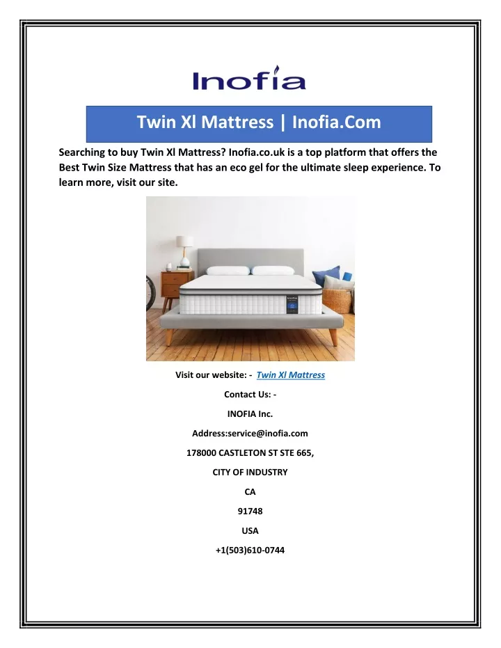 twin xl mattress inofia com
