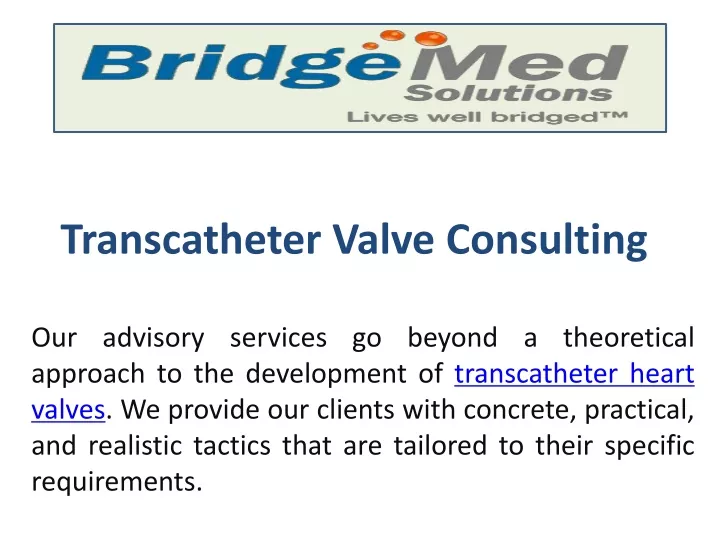 transcatheter valve consulting