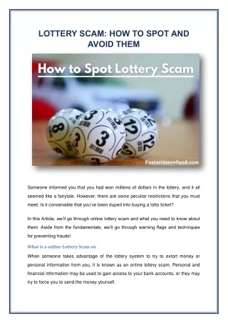 lottery scam how to spot and avoid them