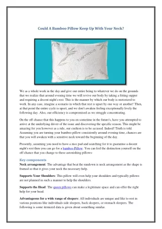 could a bamboo pillow keep up with your neck