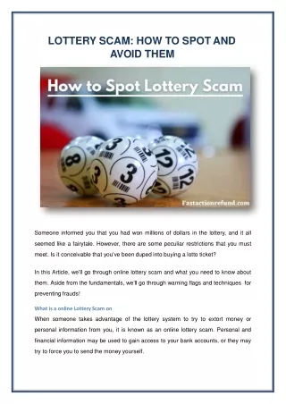lottery scam how to spot and avoid them