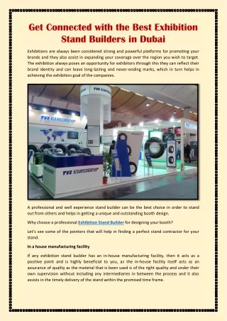 Get Connected with the Best Exhibition Stand Builders in Dubai