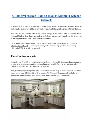 a comprehensive guide on how to maintain kitchen