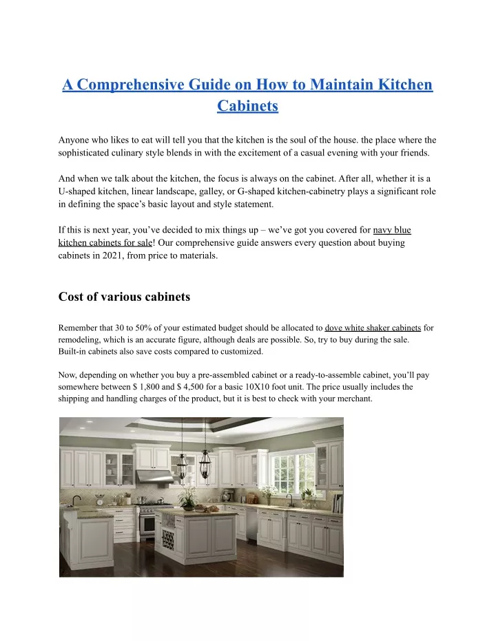 a comprehensive guide on how to maintain kitchen