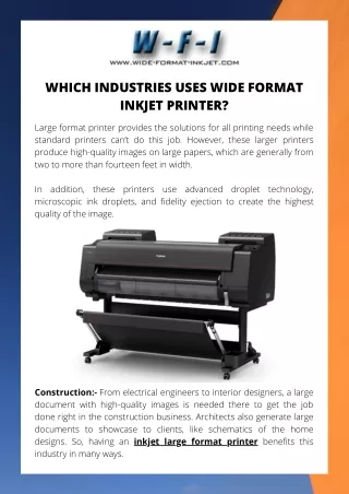 Which Industries Uses Wide Format Inkjet Printer?