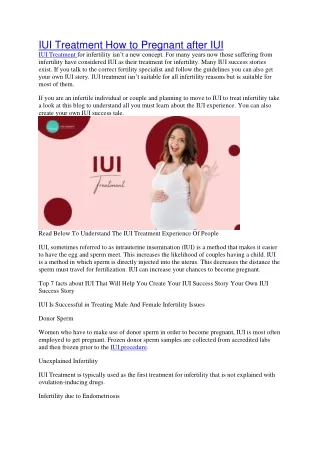 IUI Treatment How to Pregnant after IUI