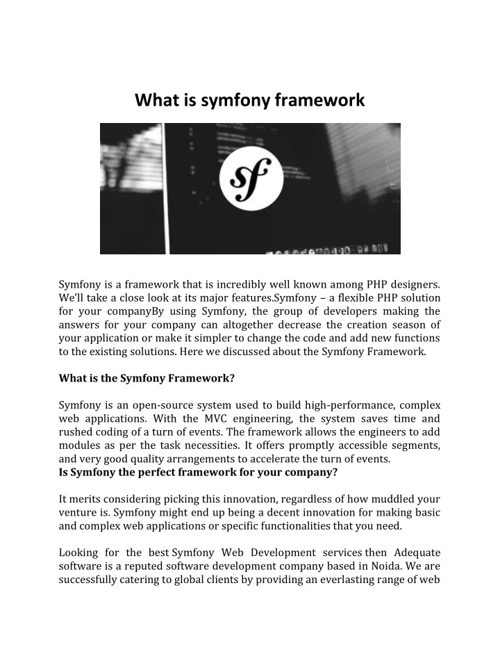 what is symfony framework