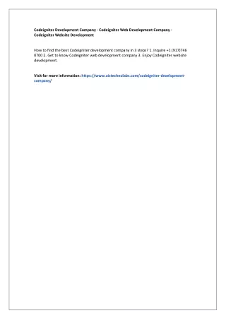 codeigniter development company codeigniter