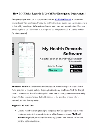 how my health records is useful for emergency