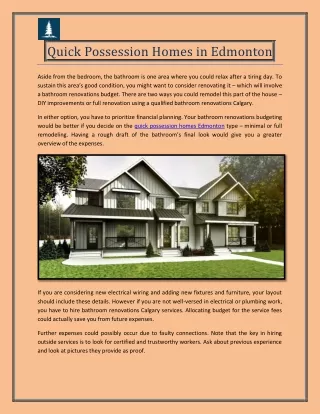 Quick Possession Homes in Edmonton
