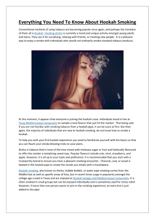 Everything You Need To Know About Hookah Smoking