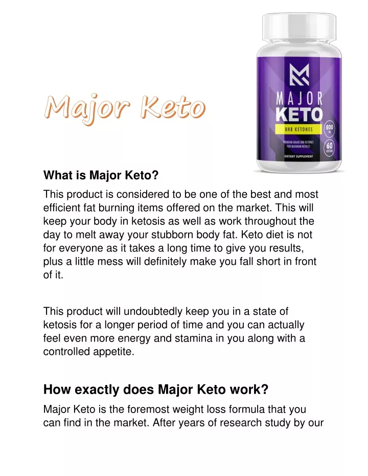 what is major keto this product is considered