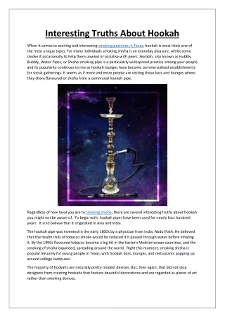 Interesting Truths About Hookah
