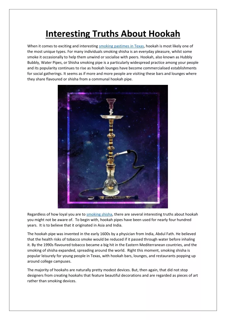 interesting truths about hookah