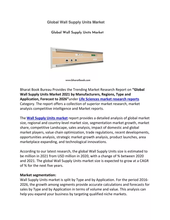 global wall supply units market