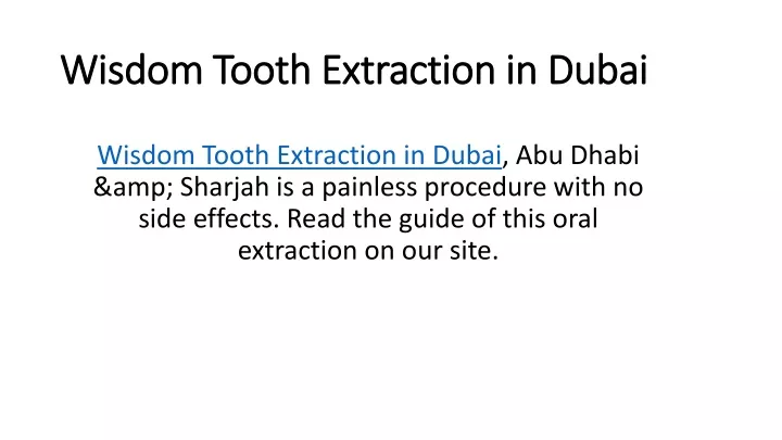 wisdom tooth extraction in dubai