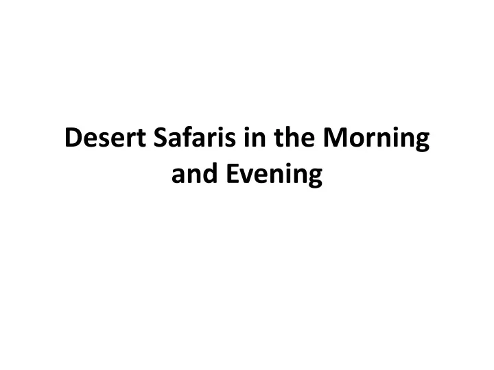 desert safaris in the morning and evening