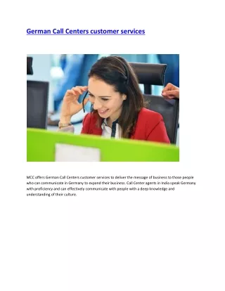 German Call Centers customer services