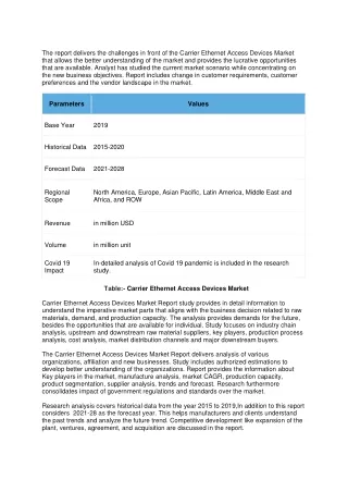 Carrier Ethernet Access Devices Market