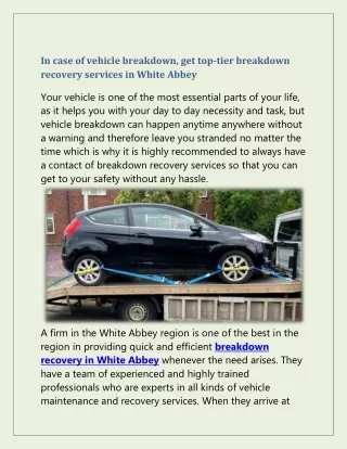 in case of vehicle breakdown get top tier