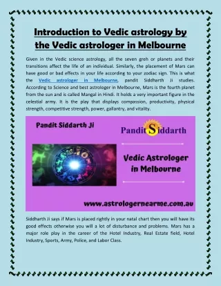Introduction to Vedic astrology by the Vedic astrologer in Melbourne