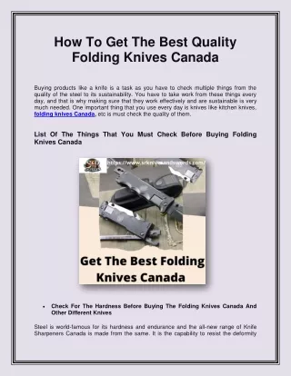 How To Get The Best Quality Folding Knives Canada