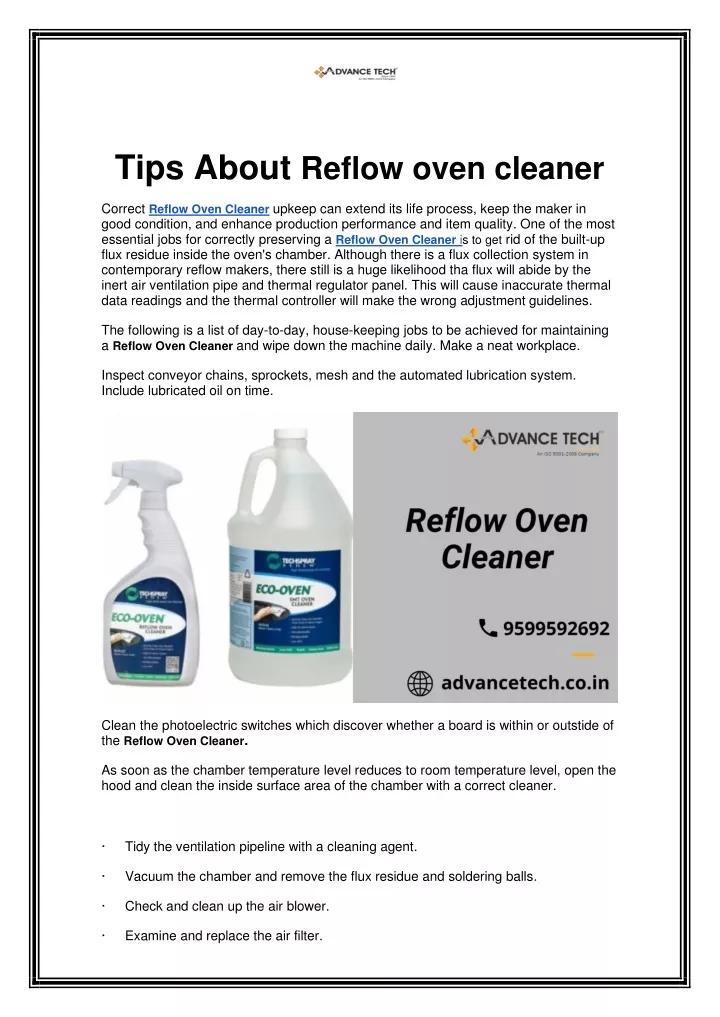 tips about reflow oven cleaner